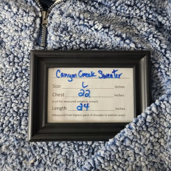 Canyon Creek Sherpa Pullover Sweater Blue Fluffy Soft Womens Large Long Sleeve - Picture 6 of 9